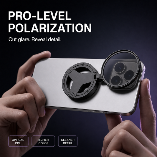 Magnetic CPL phone filter for reducing glare and improving detail