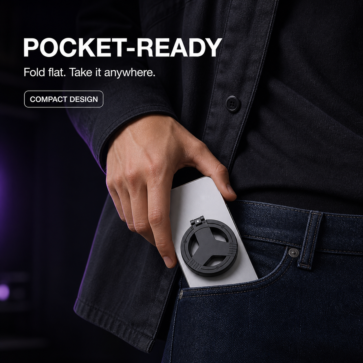 Pocket-ready foldable magnetic phone camera filter
